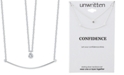 Unwritten Cubic Zirconia Pendant & Curved Bar Layered Necklace in Sterling Silver, 16" + 2" extender